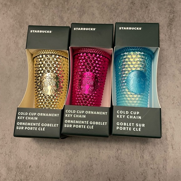 Starbucks Set of Three Studded Tumbler Keychains/Ornaments- NWT - Picture 3 of 4